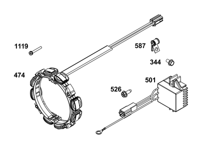 Alternator Group Diagram and Parts List for 54E177-0109-J1 400000 - 699999 Briggs and Stratton Engine